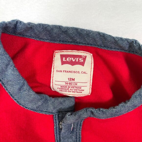 Levi’s Baby Logo Denim Neckline Henley Romper 12m One Piece Casual - Picture 5 of 7